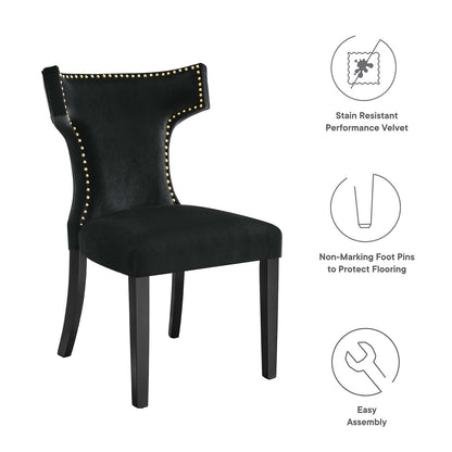 Curve Performance Velvet Dining Chairs - Set of 2 By HouseBean