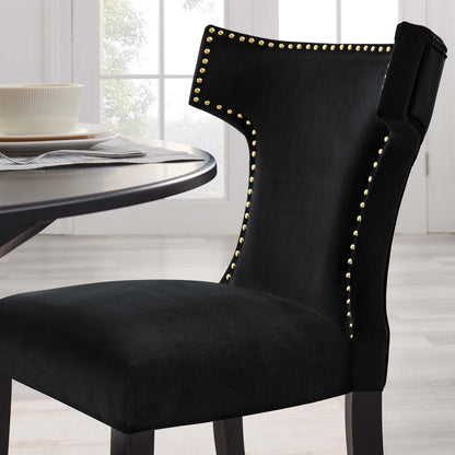 Curve Performance Velvet Dining Chairs - Set of 2 By HouseBean