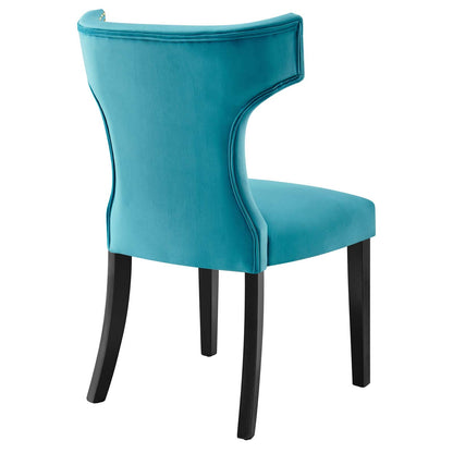 Curve Performance Velvet Dining Chairs - Set of 2 By HouseBean