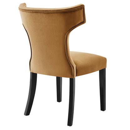 Curve Performance Velvet Dining Chairs - Set of 2 By HouseBean