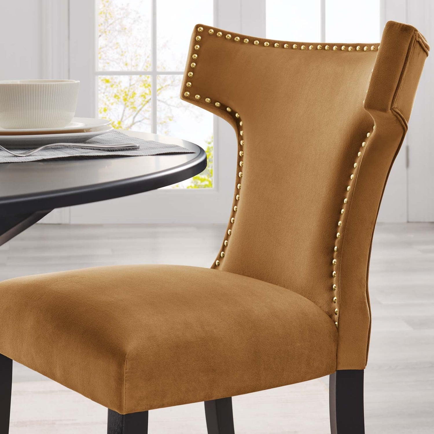 Curve Performance Velvet Dining Chairs - Set of 2 By HouseBean