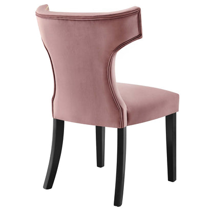 Curve Performance Velvet Dining Chairs - Set of 2 By HouseBean