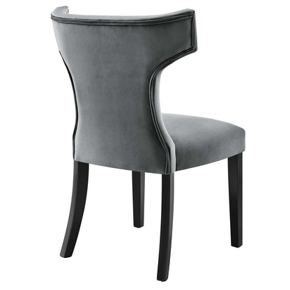 Curve Performance Velvet Dining Chairs - Set of 2 By HouseBean