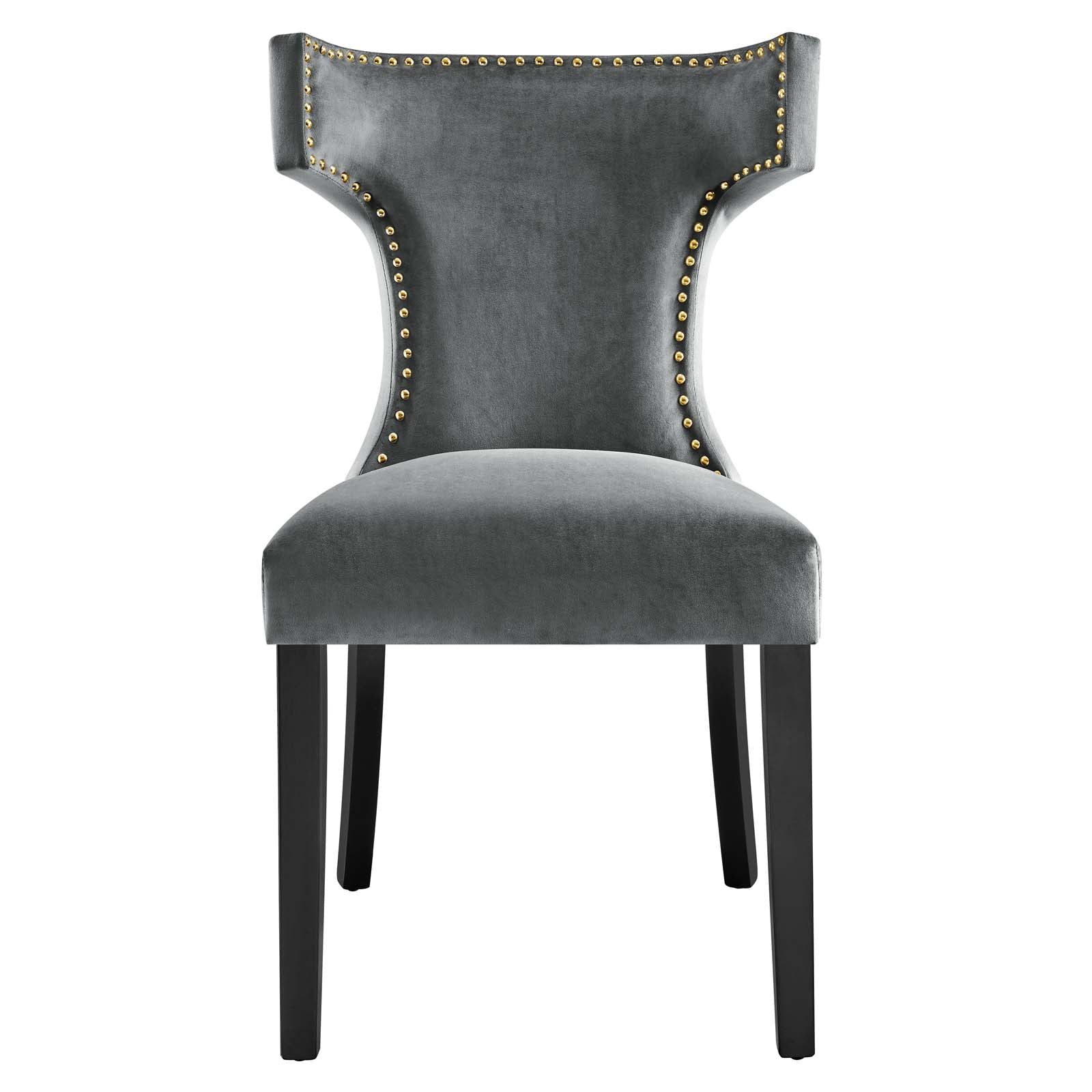 Curve Performance Velvet Dining Chairs - Set of 2 By HouseBean