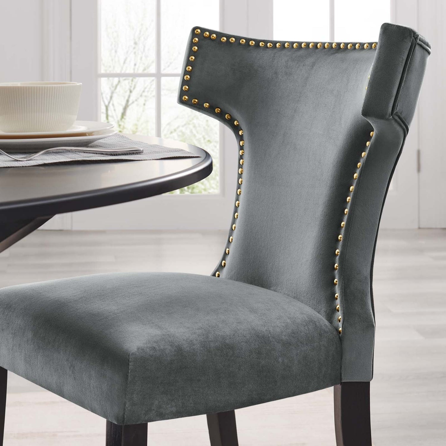 Curve Performance Velvet Dining Chairs - Set of 2 By HouseBean