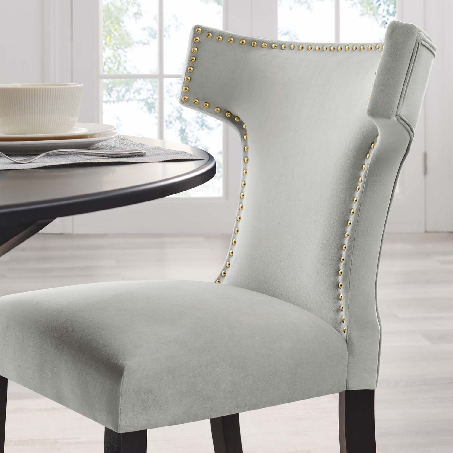 Curve Performance Velvet Dining Chairs - Set of 2 By HouseBean