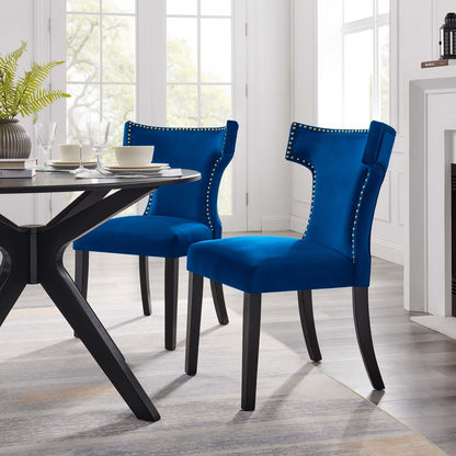 Curve Performance Velvet Dining Chairs - Set of 2 By HouseBean