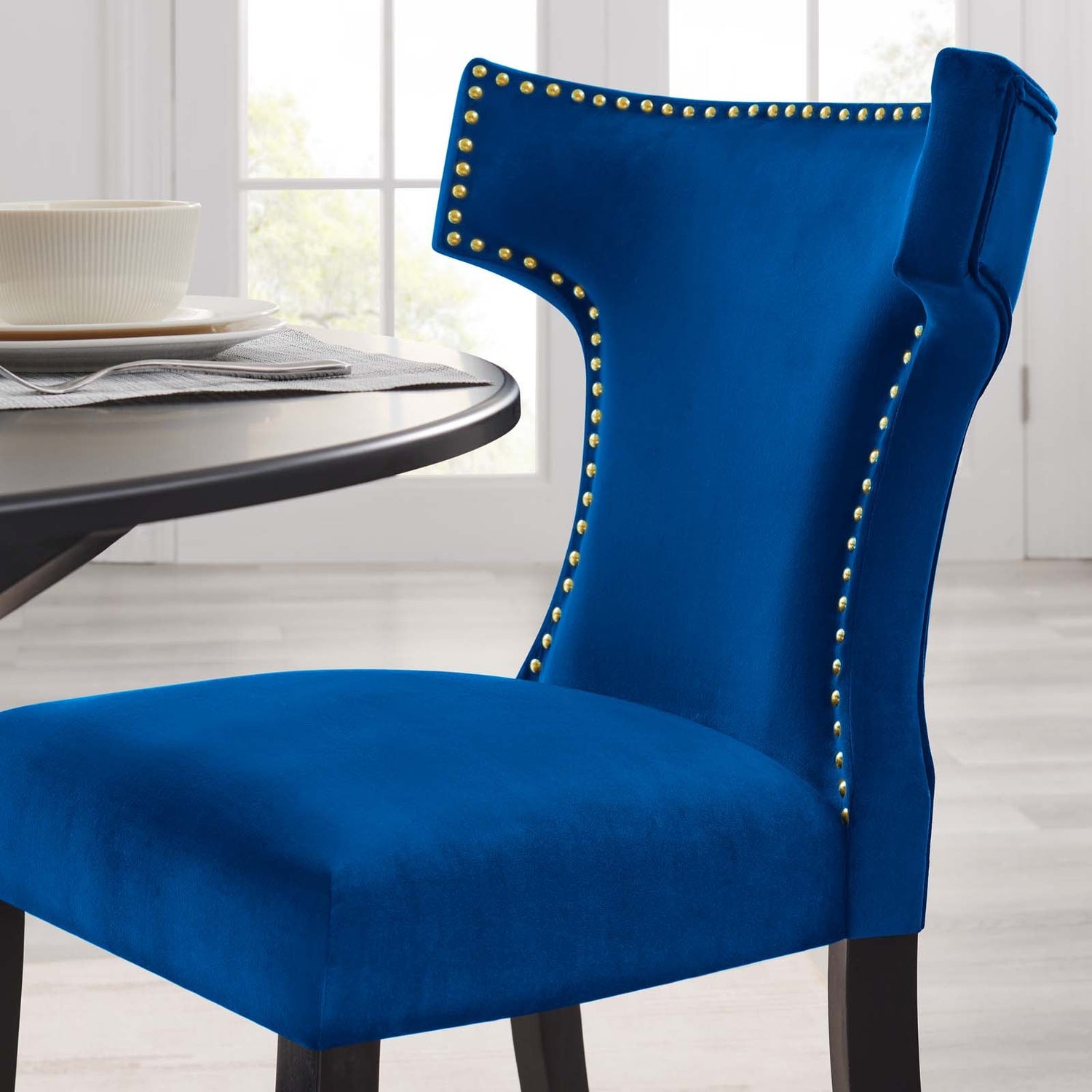 Curve Performance Velvet Dining Chairs - Set of 2 By HouseBean