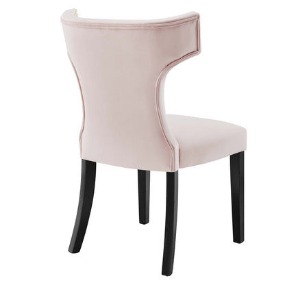 Curve Performance Velvet Dining Chairs - Set of 2 By HouseBean