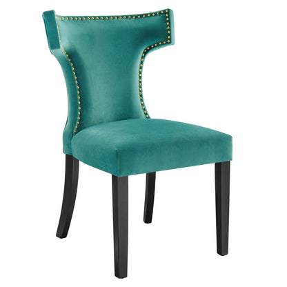 Curve Performance Velvet Dining Chairs - Set of 2 By HouseBean