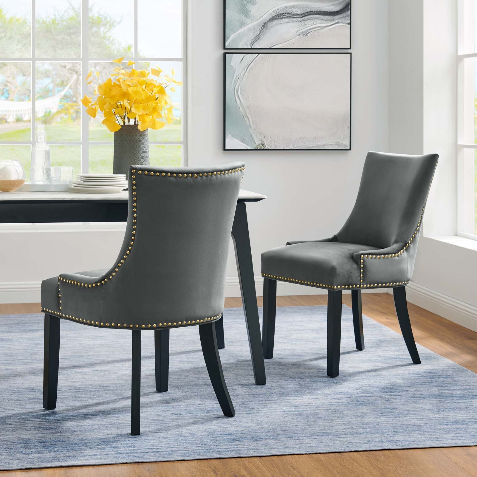 Marquis Performance Velvet Dining Chairs - Set of 2 By HouseBean