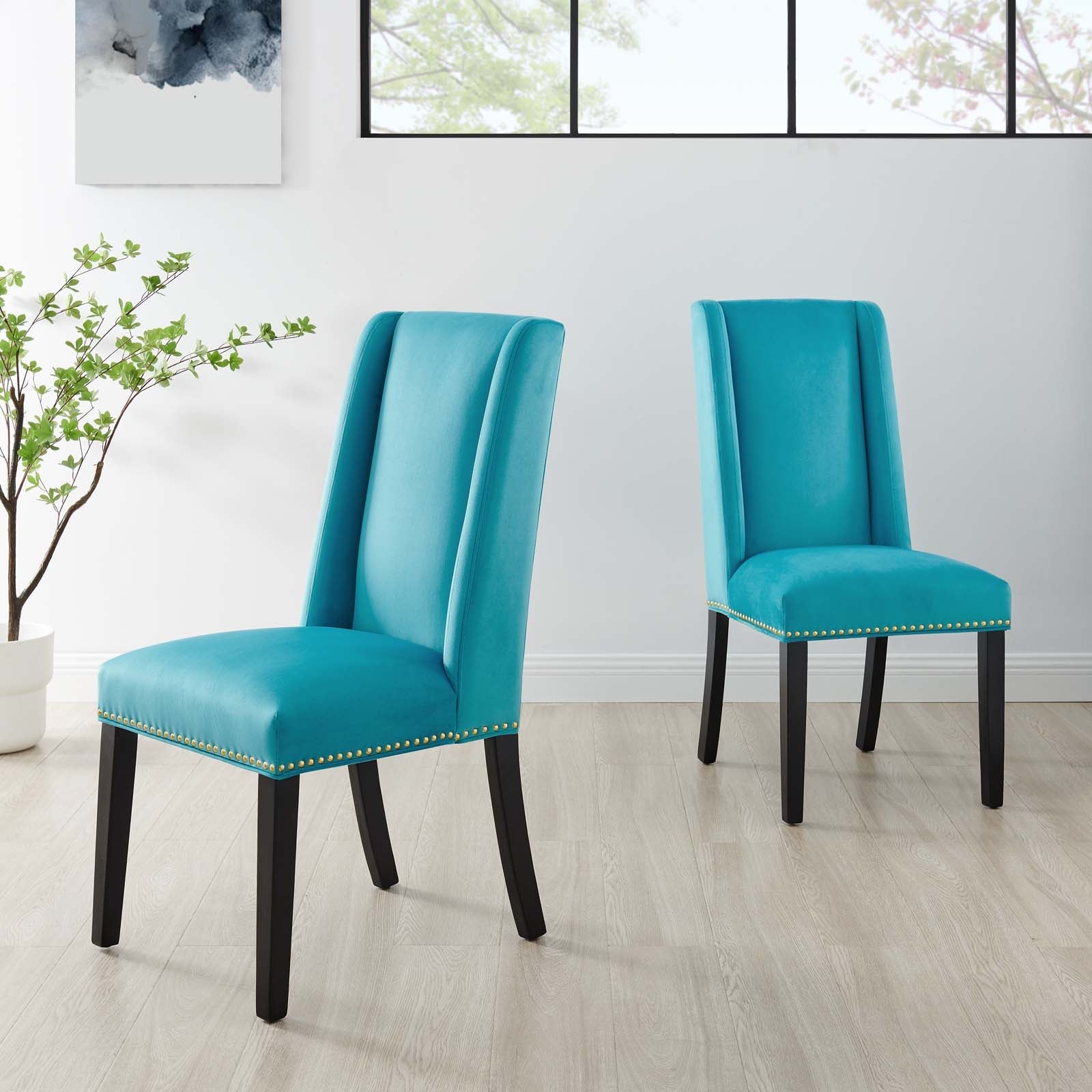 Baron Performance Velvet Dining Chairs - Set of 2 By HouseBean