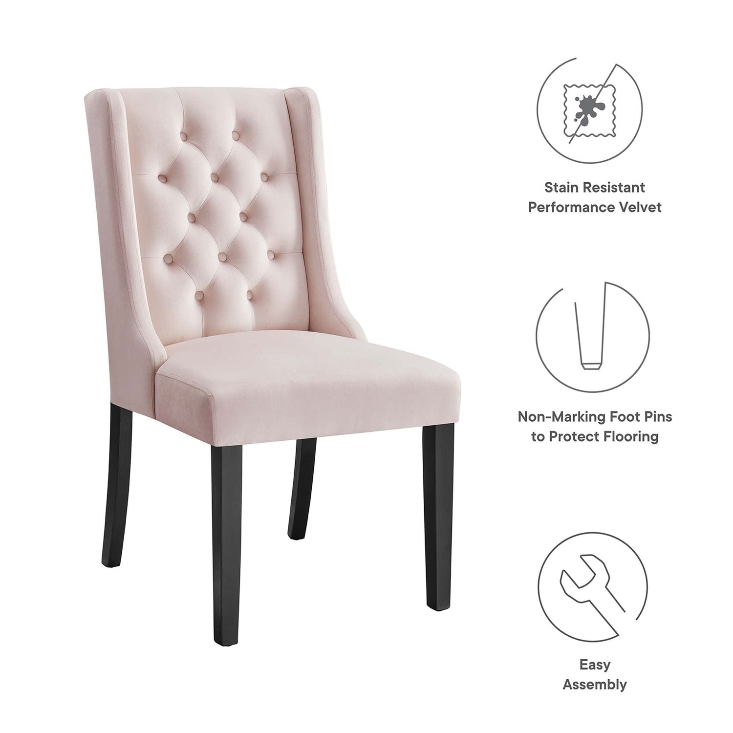 Baronet Performance Velvet Dining Chairs - Set of 2 by Modway