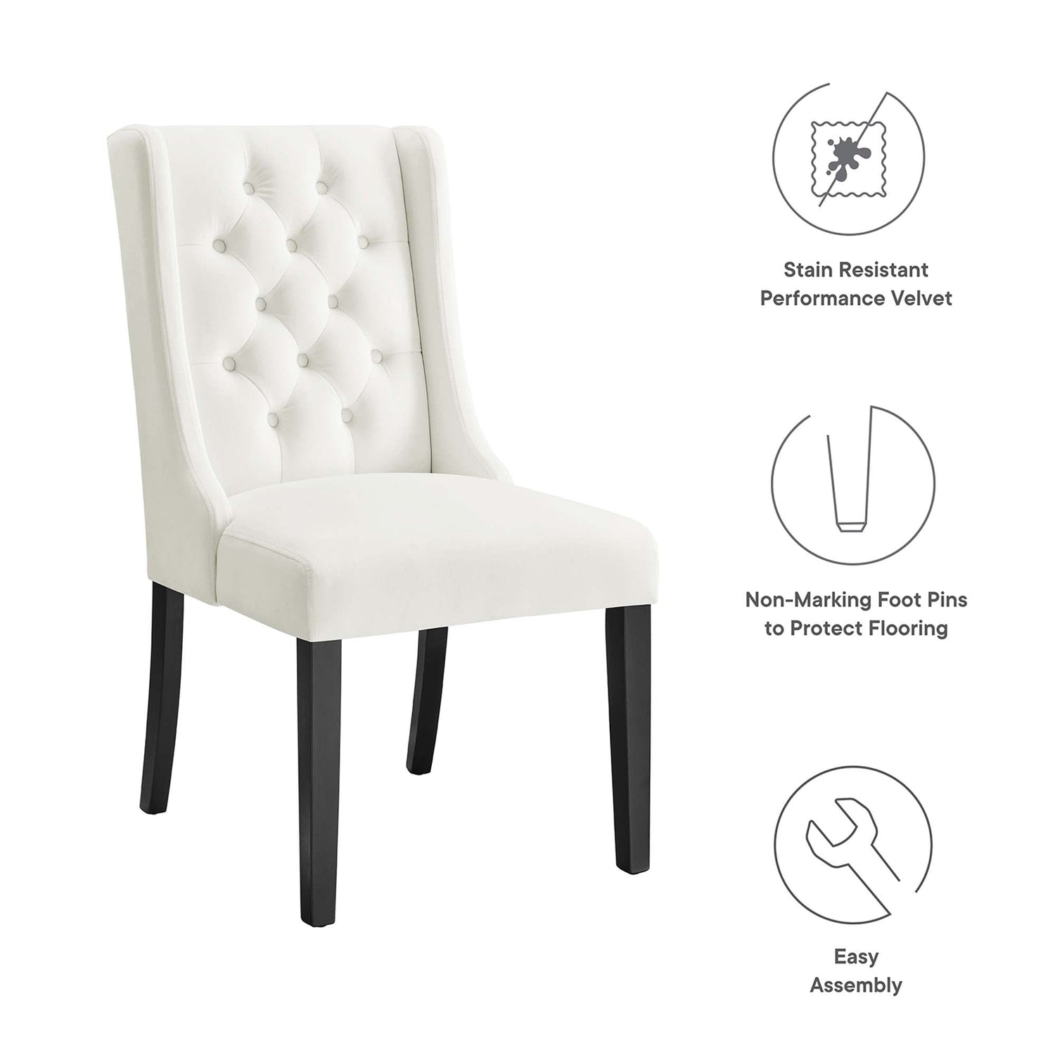 Baronet Performance Velvet Dining Chairs - Set of 2 by Modway