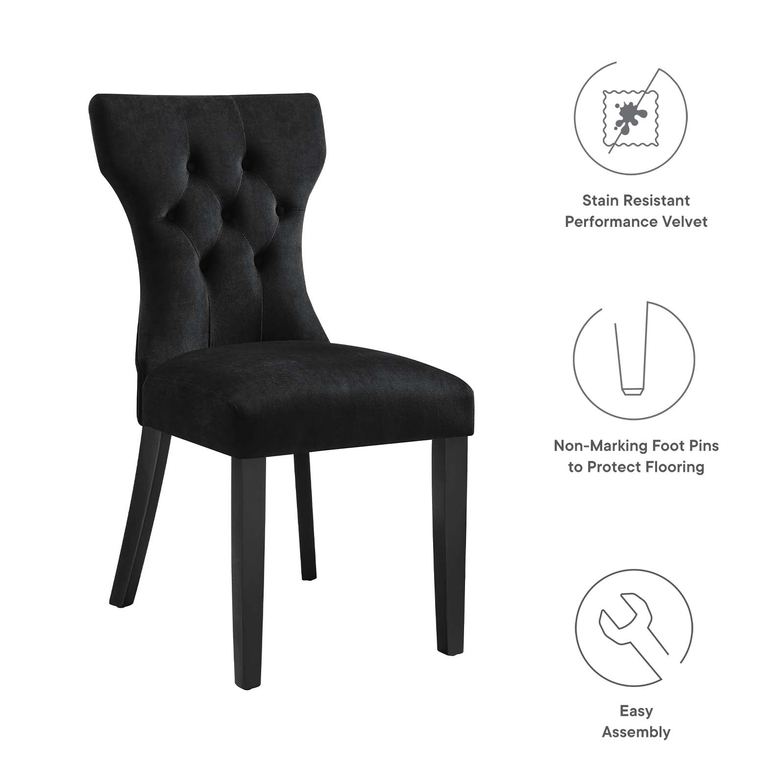 Silhouette Performance Velvet Dining Chairs - Set of 2 By HouseBean