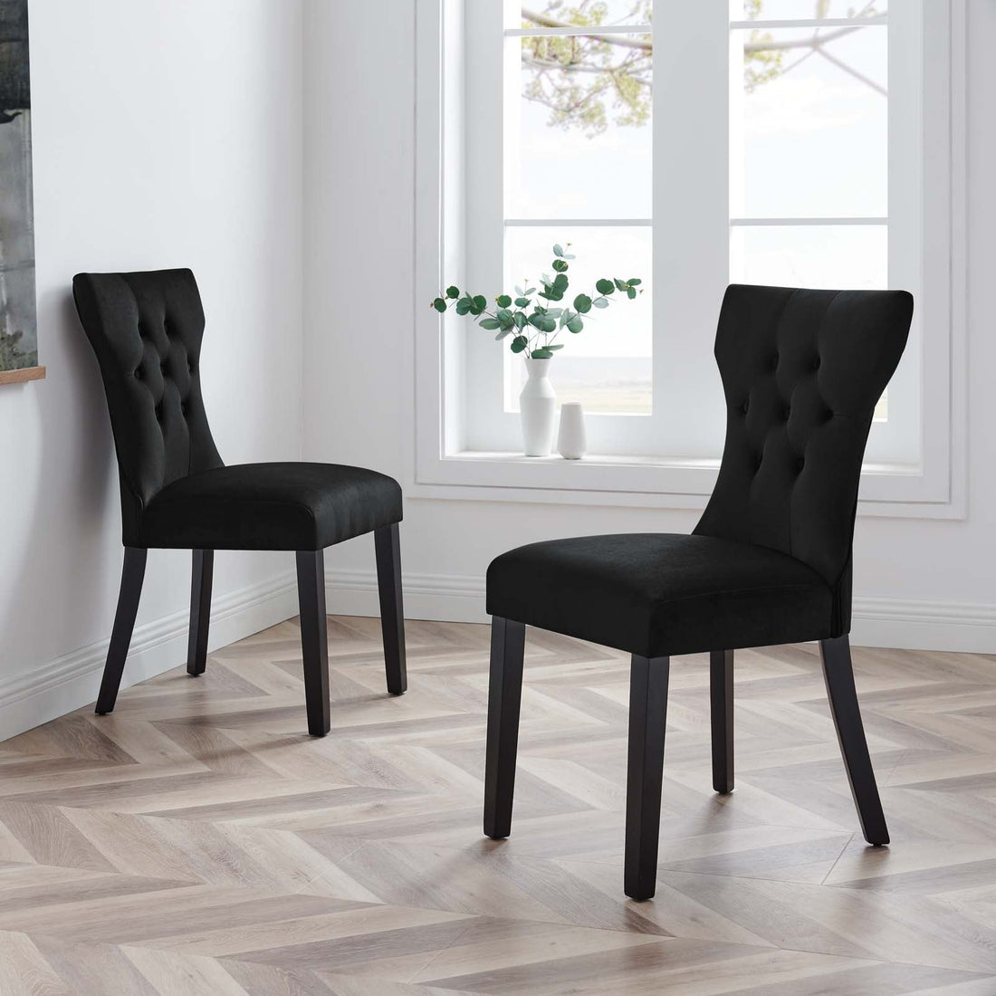 Silhouette Performance Velvet Dining Chairs - Set of 2 By HouseBean