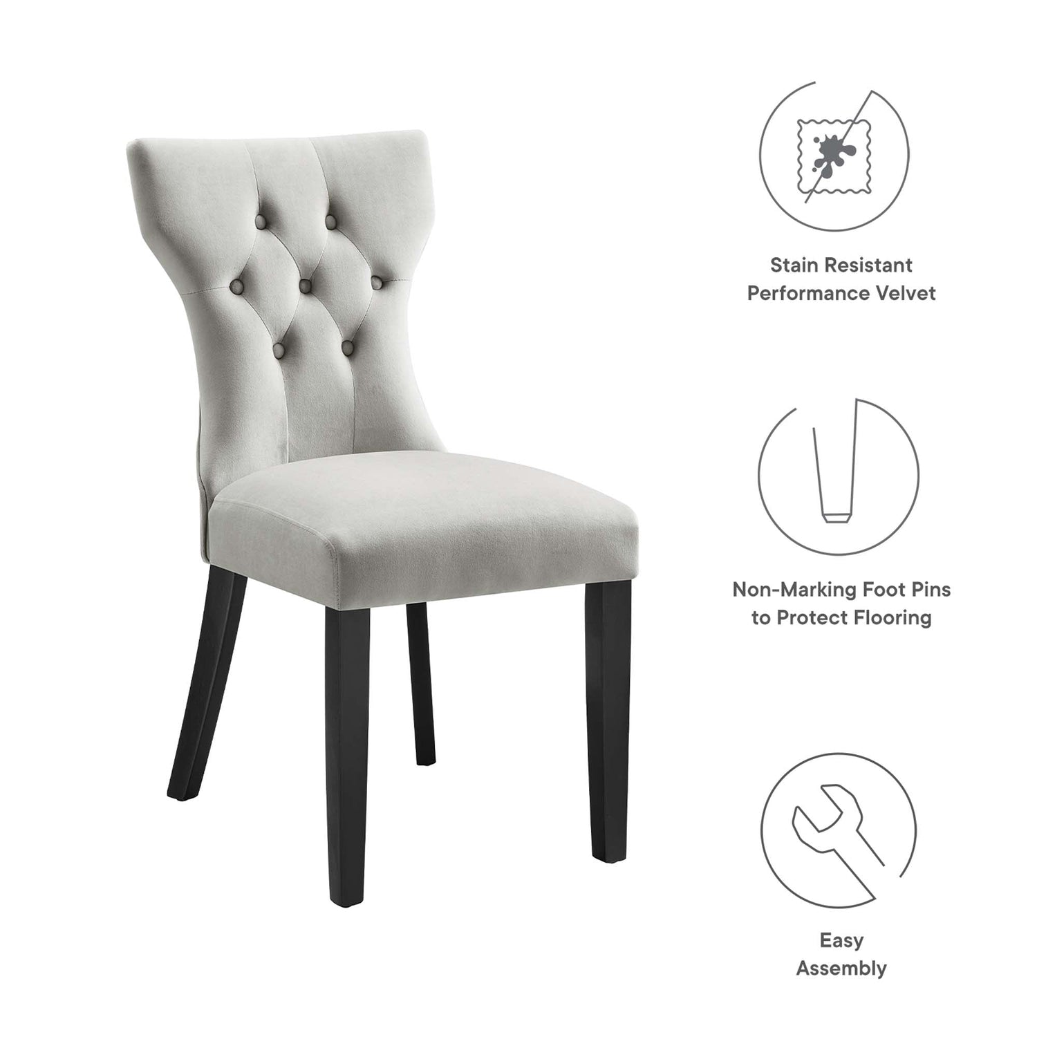 Silhouette Performance Velvet Dining Chairs - Set of 2 by Modway