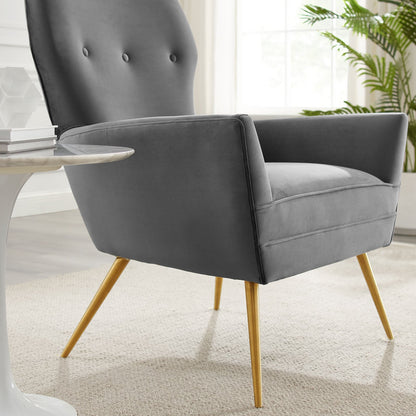 Renata Button Tufted Performance Velvet Armchair By HouseBean