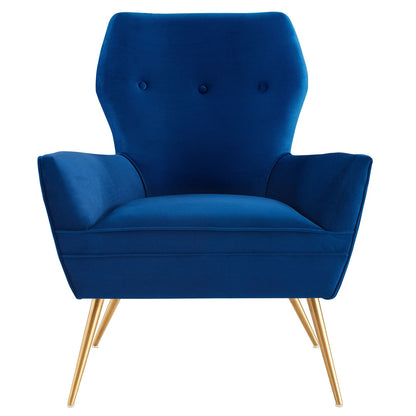 Renata Button Tufted Performance Velvet Armchair By HouseBean