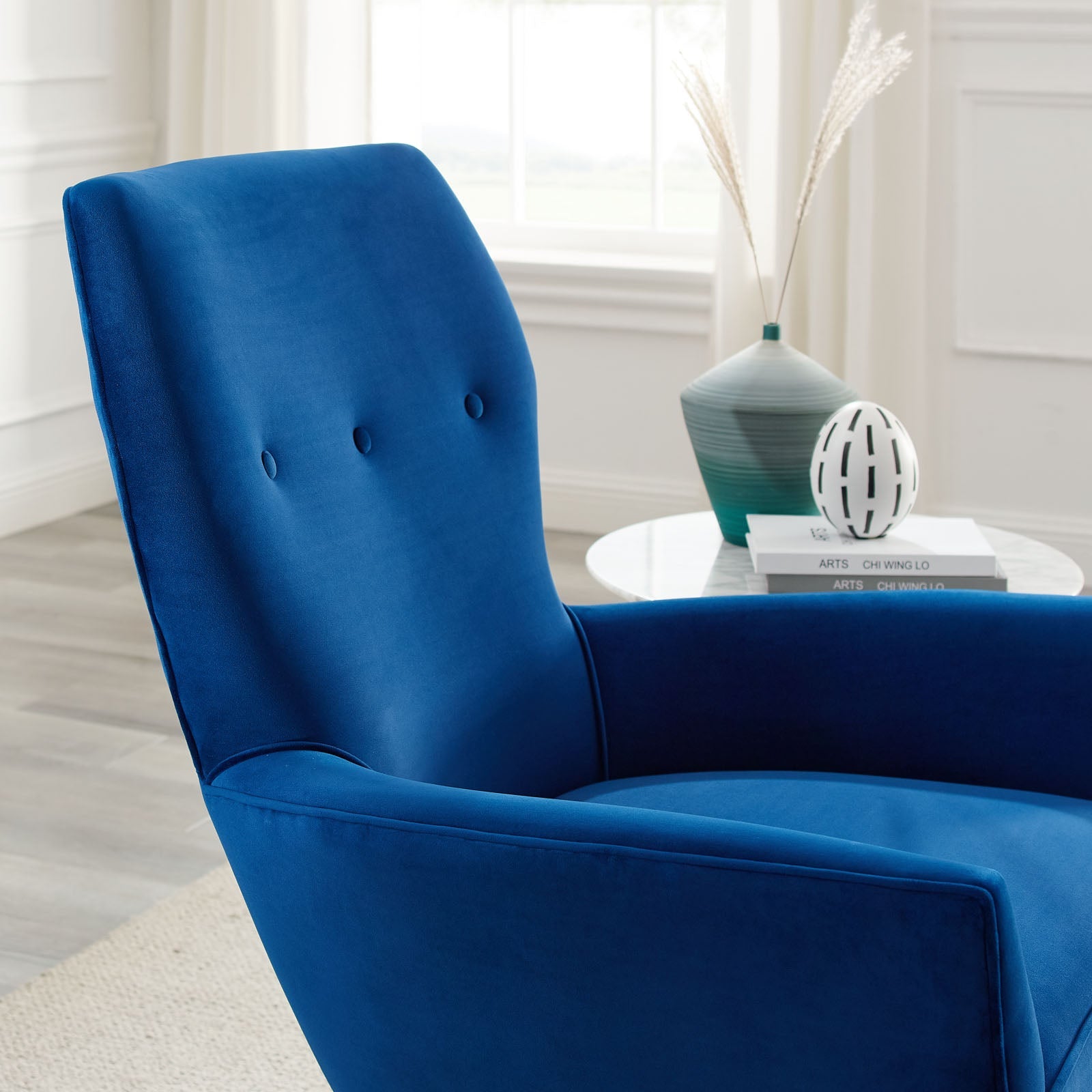 Renata Button Tufted Performance Velvet Armchair By HouseBean