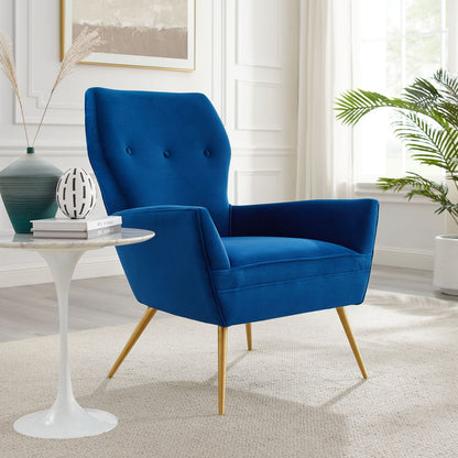 Renata Button Tufted Performance Velvet Armchair By HouseBean