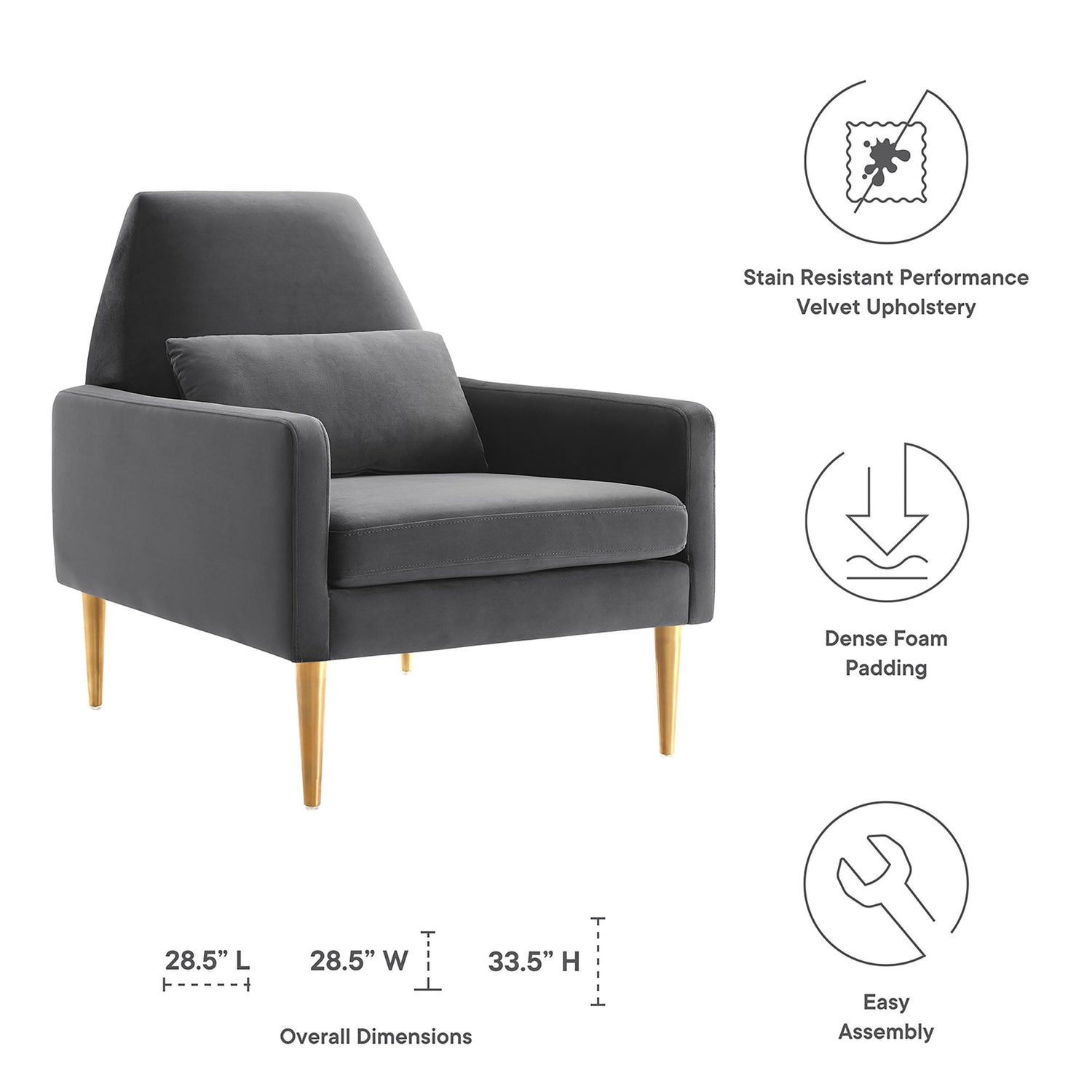 Liliana Performance Velvet Armchair by Modway