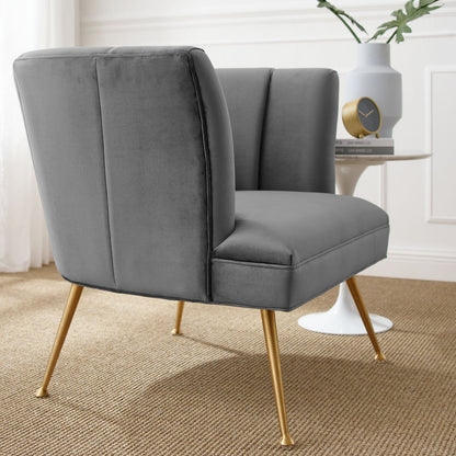 Veronica Channel Tufted Performance Velvet Armchair By HouseBean