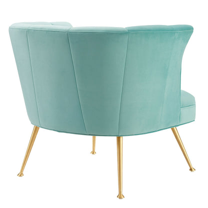 Veronica Channel Tufted Performance Velvet Armchair By HouseBean