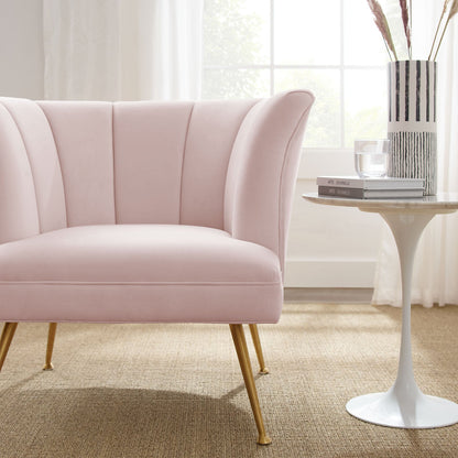 Veronica Channel Tufted Performance Velvet Armchair By HouseBean