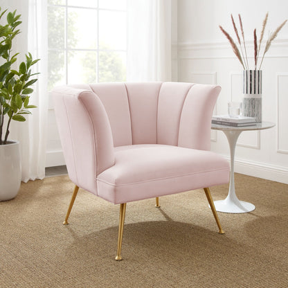 Veronica Channel Tufted Performance Velvet Armchair By HouseBean