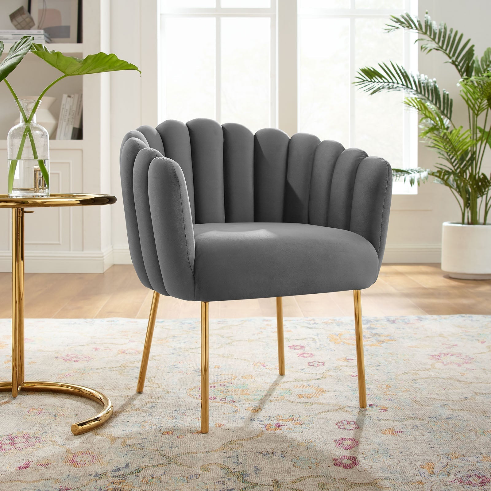 Sanna Channel Tufted Performance Velvet Armchair By HouseBean