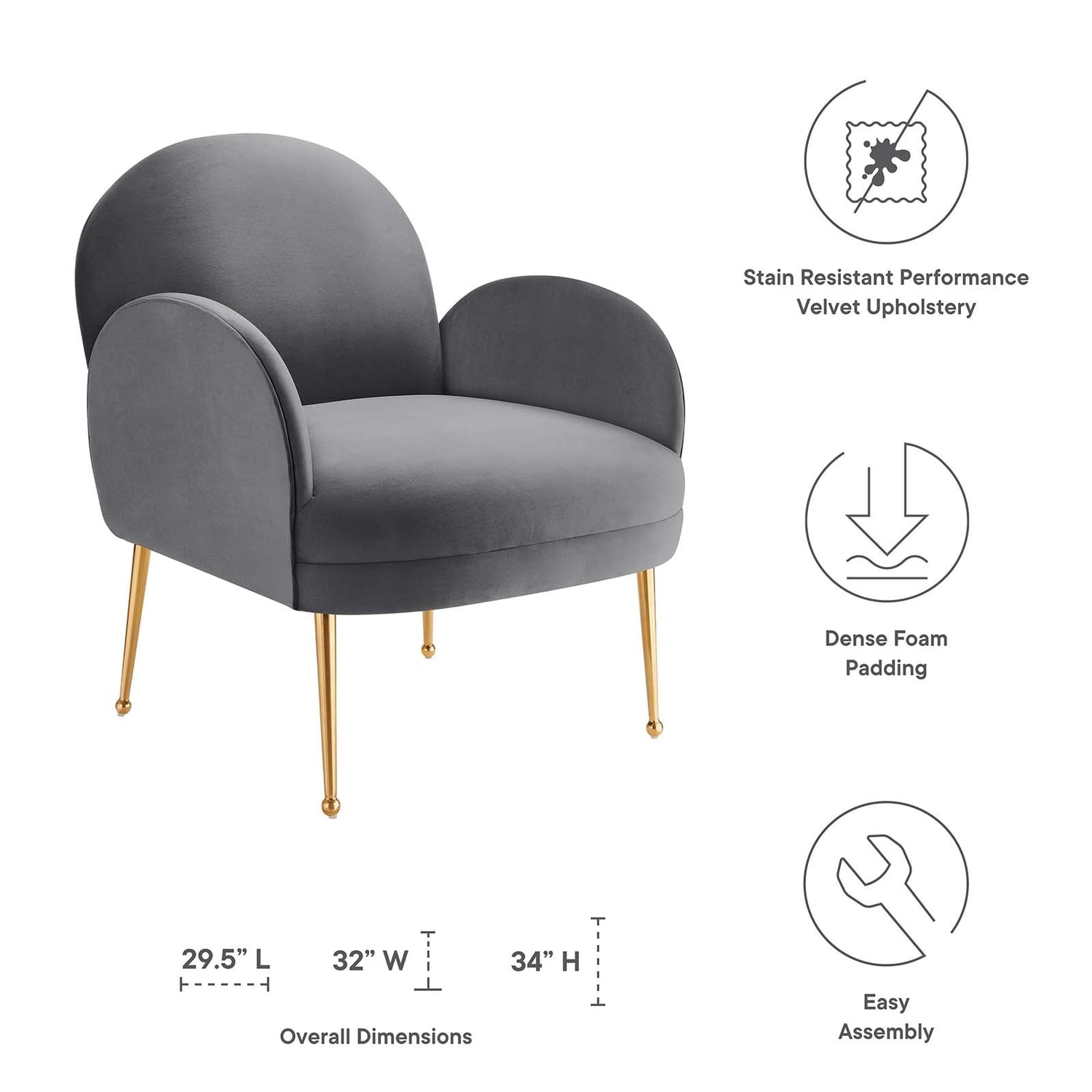 Transcend Performance Velvet Armchair By HouseBean