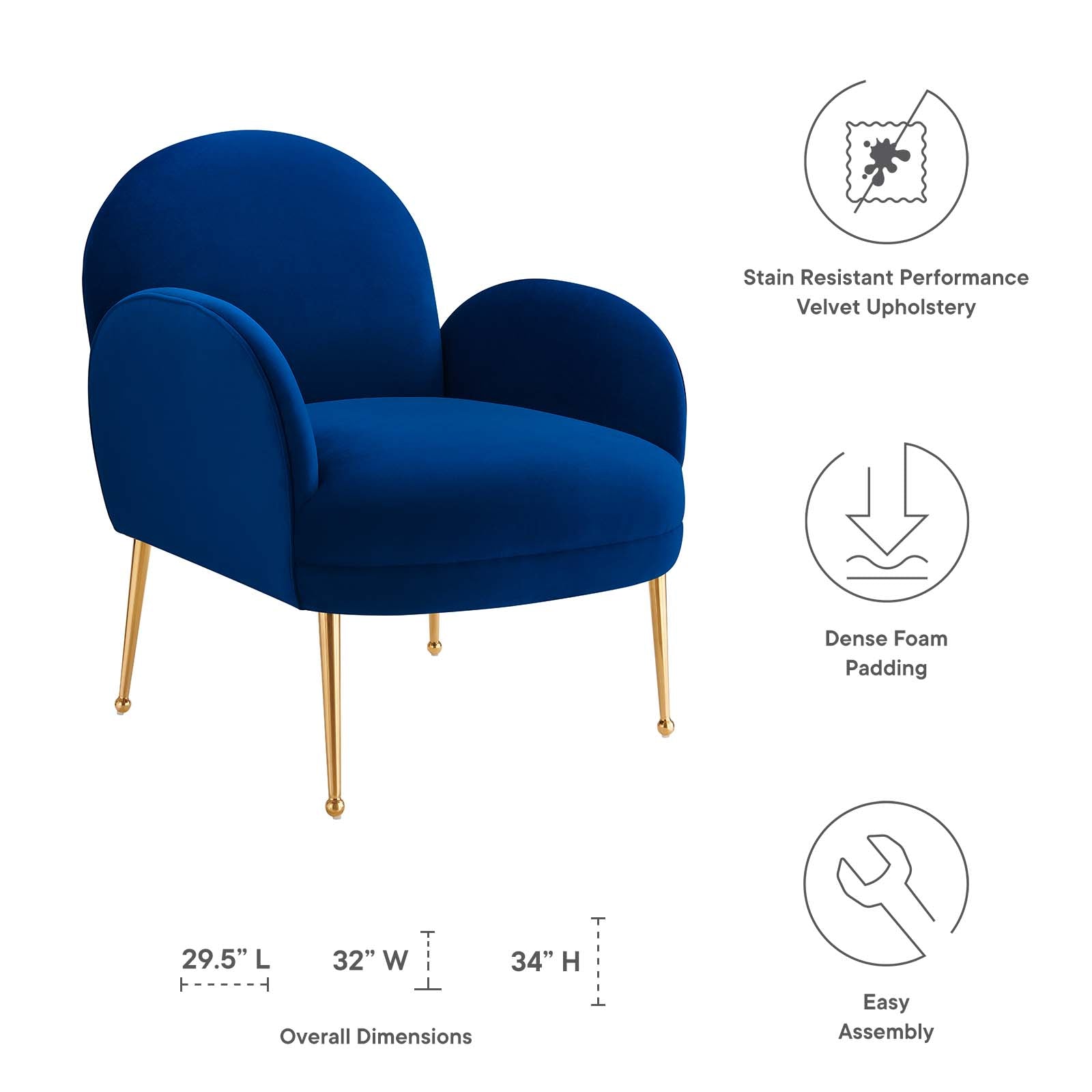 Transcend Performance Velvet Armchair By HouseBean