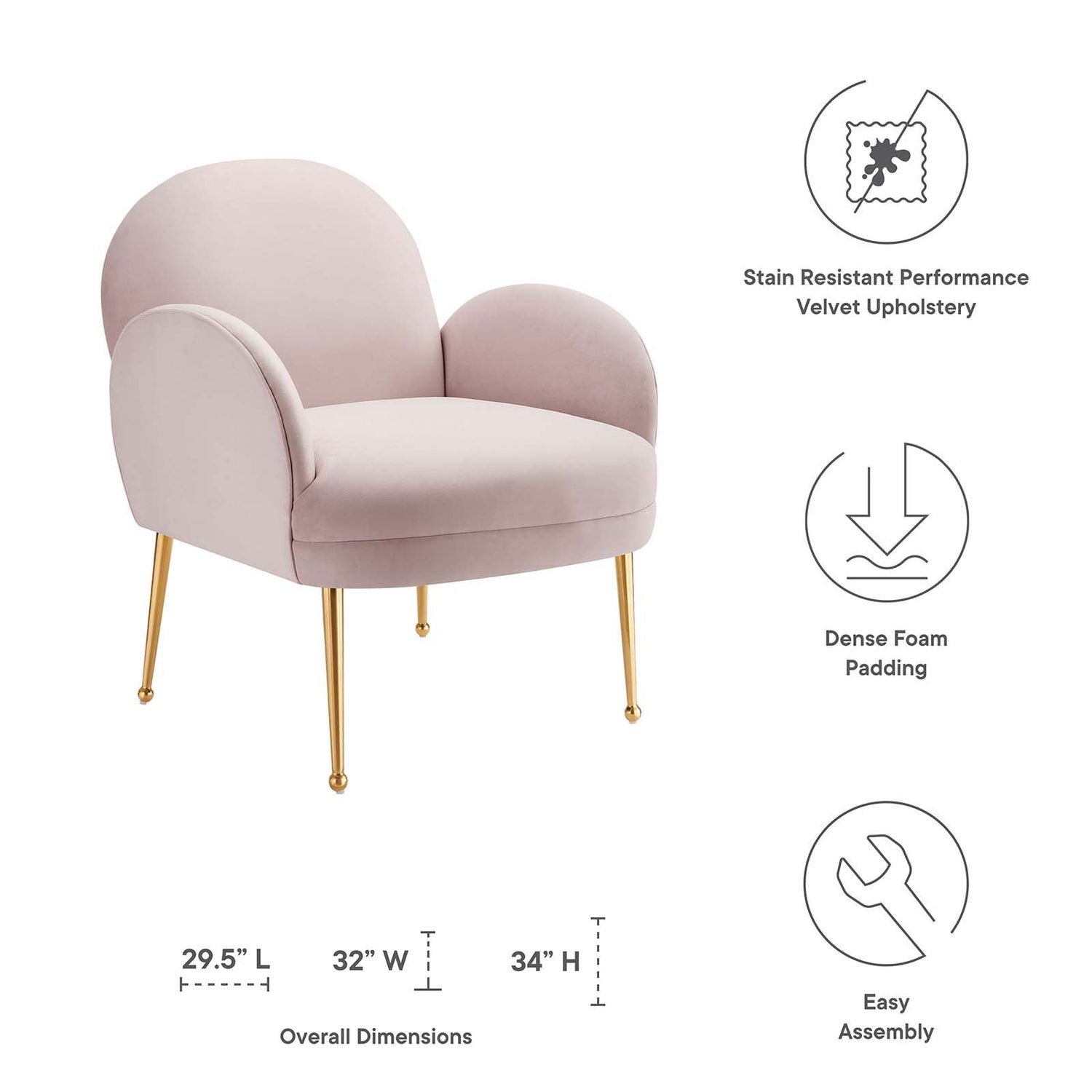 Transcend Performance Velvet Armchair By HouseBean