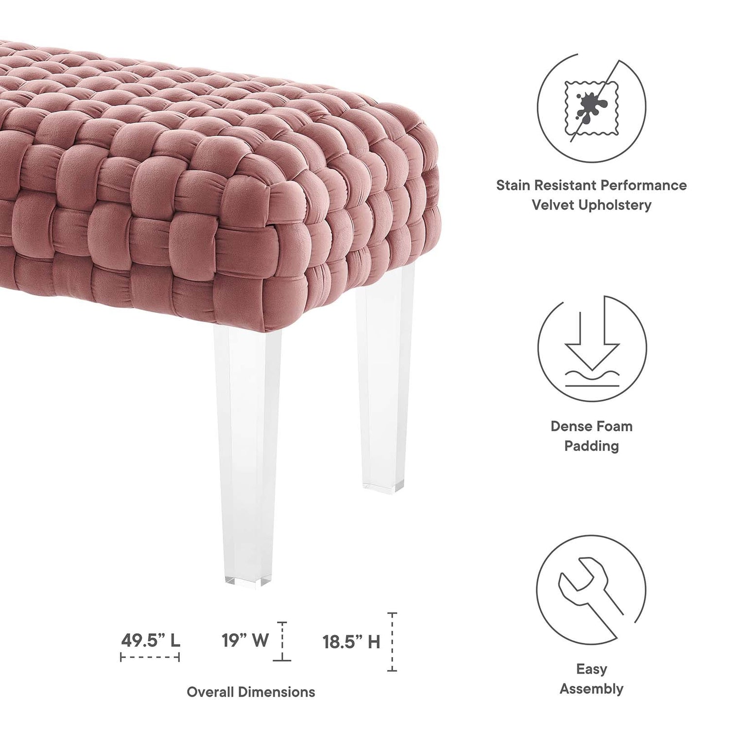 Prologue Woven Performance Velvet Ottoman By HouseBean