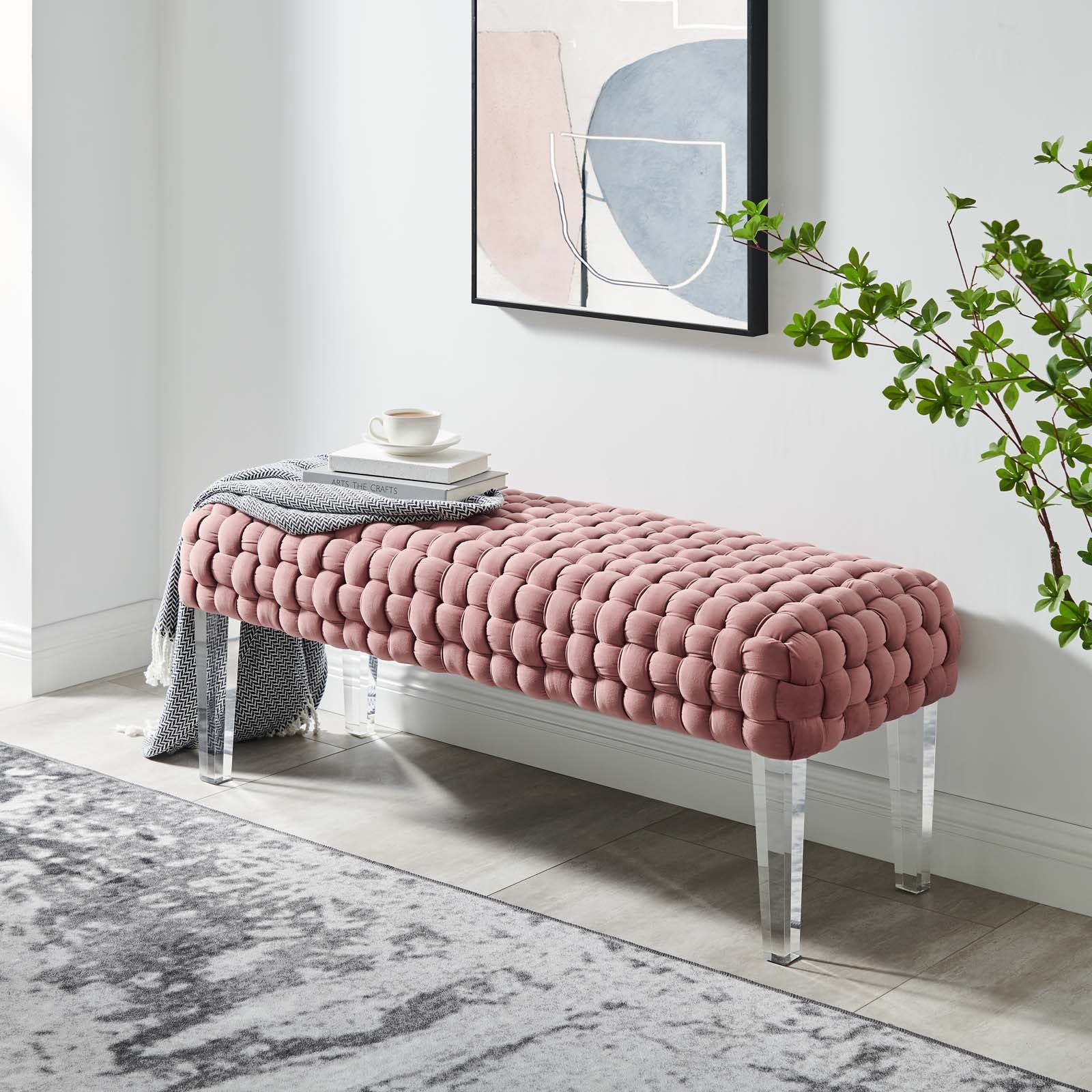 Prologue Woven Performance Velvet Ottoman By HouseBean