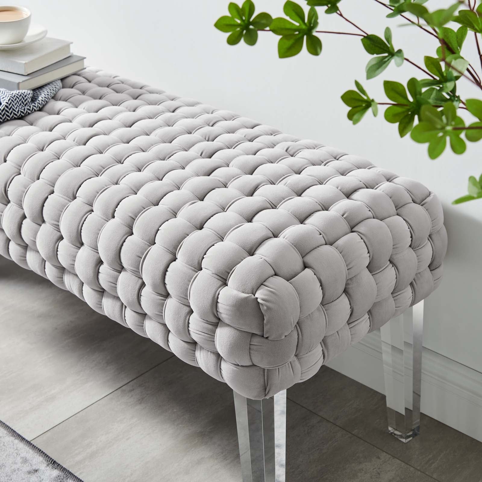 Prologue Woven Performance Velvet Ottoman By HouseBean