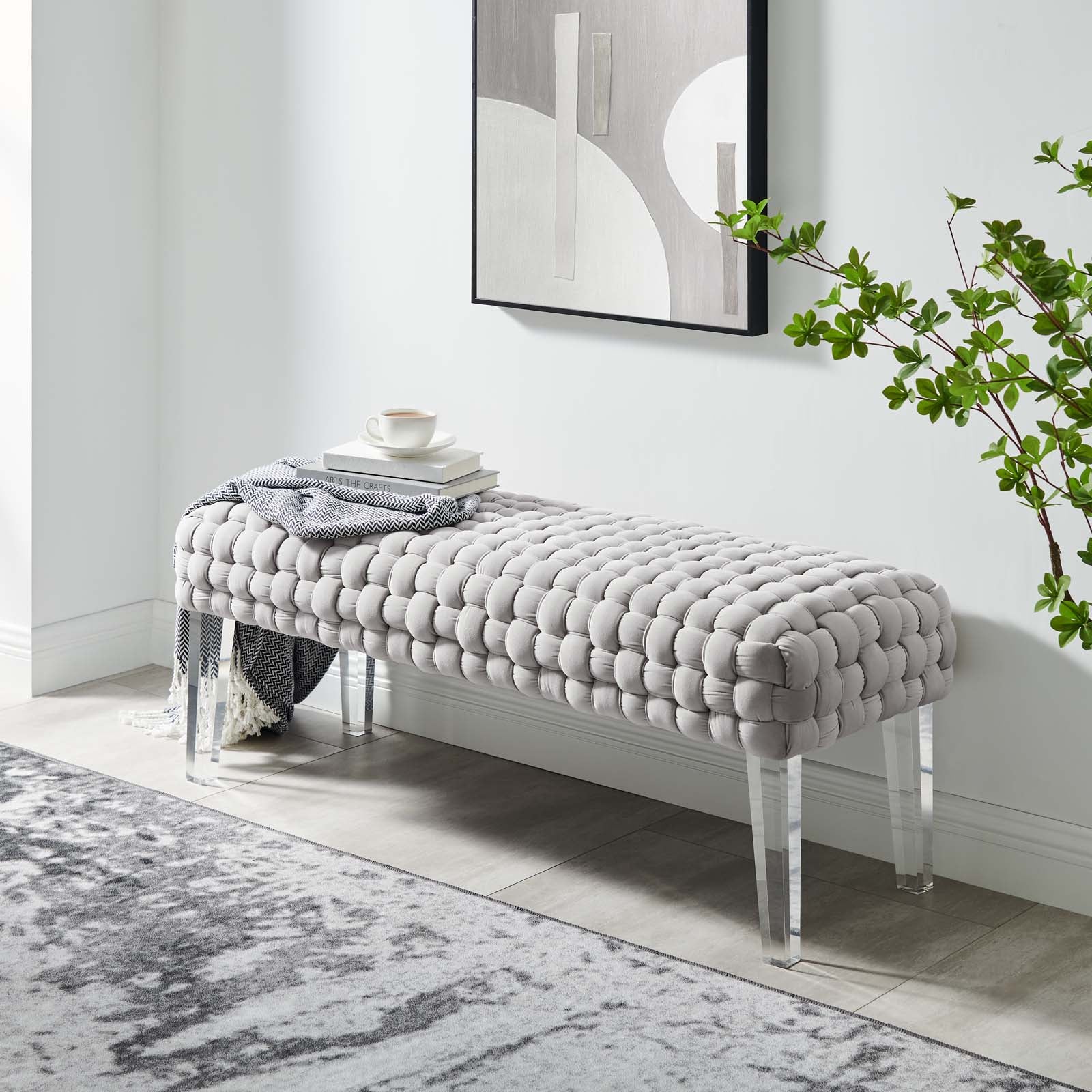 Prologue Woven Performance Velvet Ottoman By HouseBean