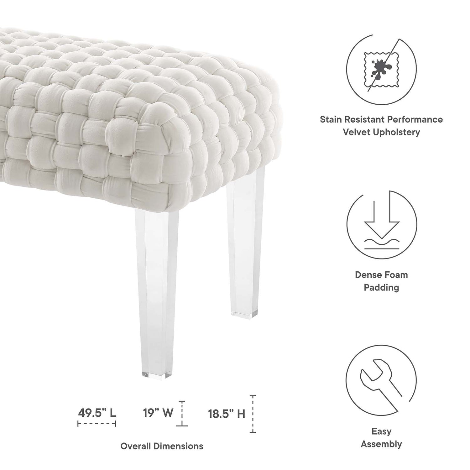 Prologue Woven Performance Velvet Ottoman By HouseBean