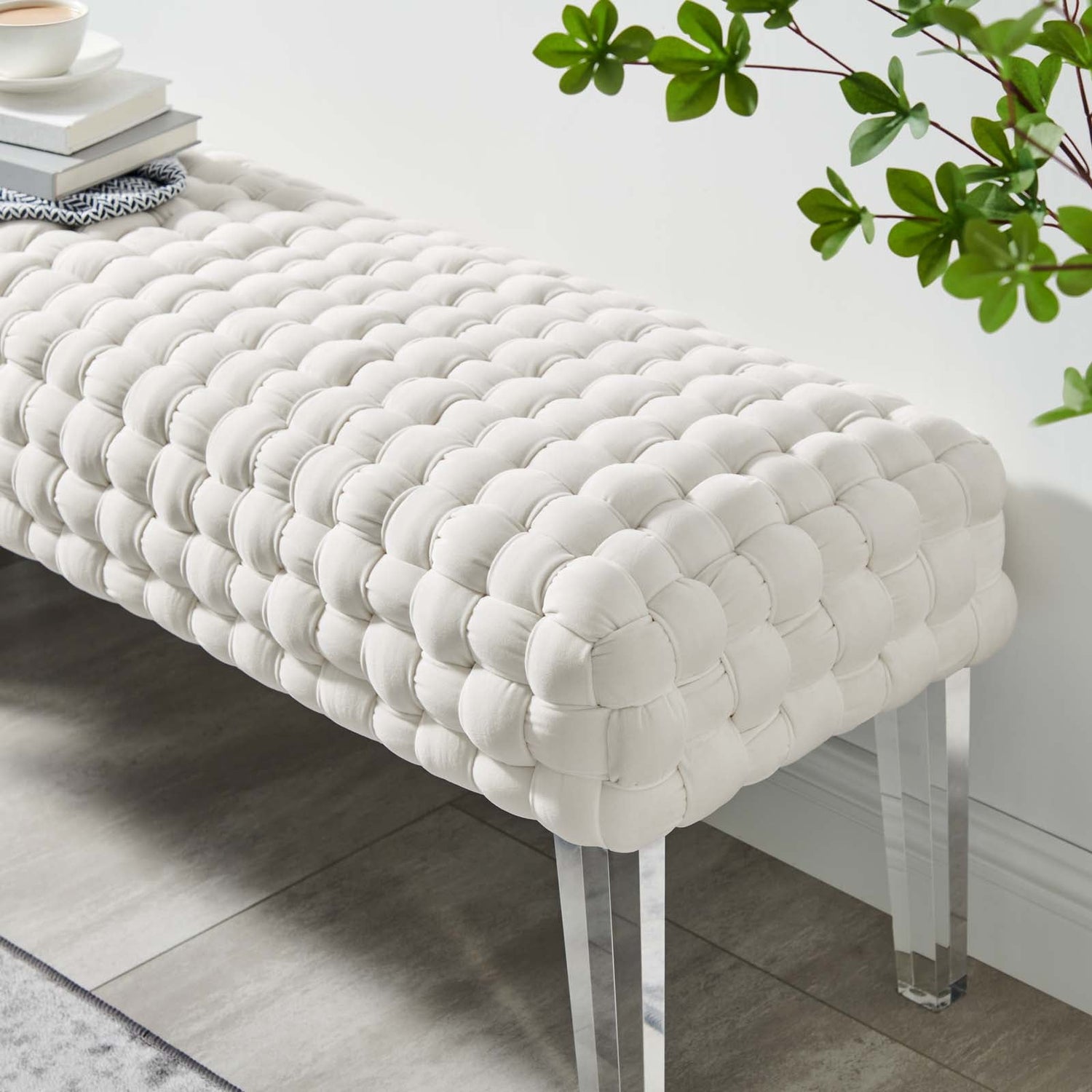 Prologue Woven Performance Velvet Ottoman By HouseBean