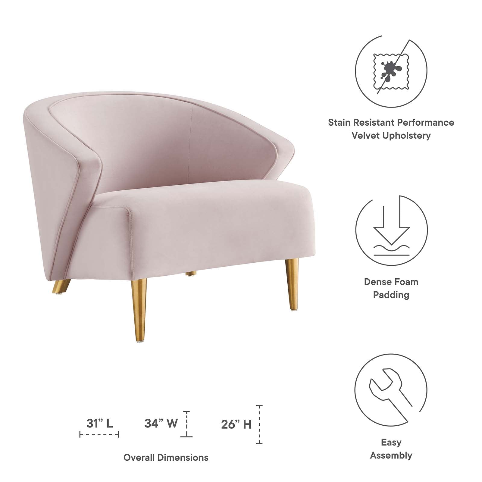 Odyssey Performance Velvet Armchair By HouseBean