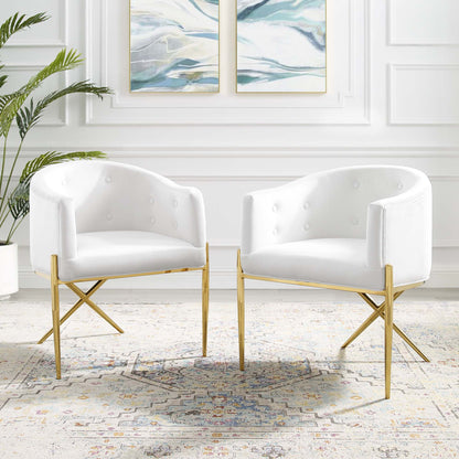 Savour Accent Dining Armchair Performance Velvet Set of 2 by Modway