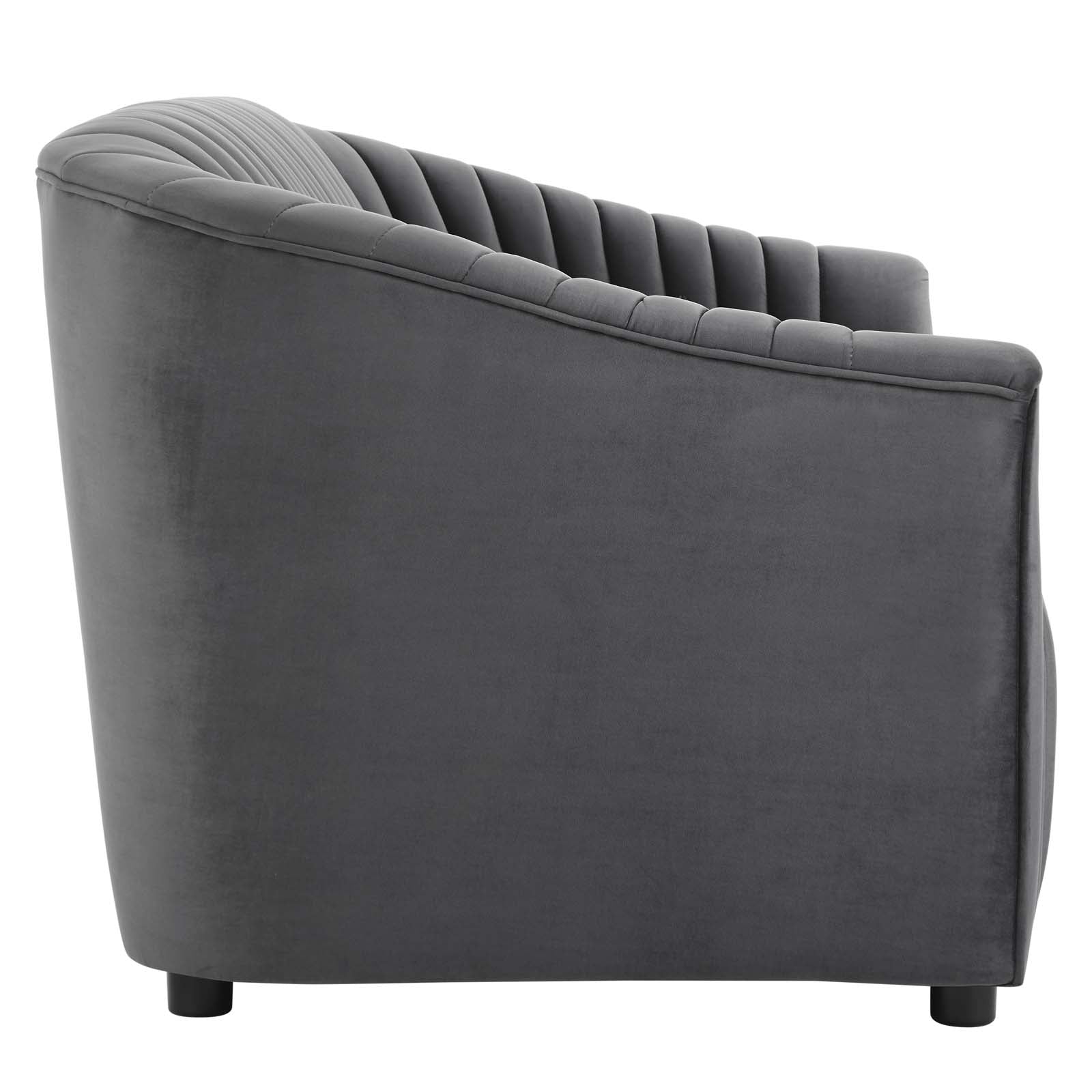 Announce Performance Velvet Channel Tufted Loveseat By HouseBean