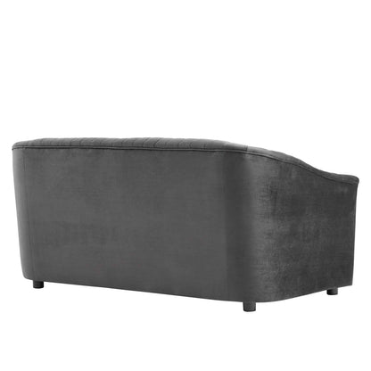 Announce Performance Velvet Channel Tufted Loveseat By HouseBean