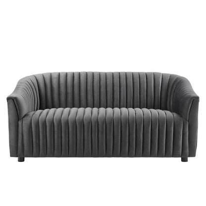 Announce Performance Velvet Channel Tufted Loveseat By HouseBean