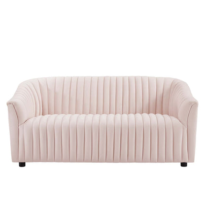 Announce Performance Velvet Channel Tufted Loveseat By HouseBean