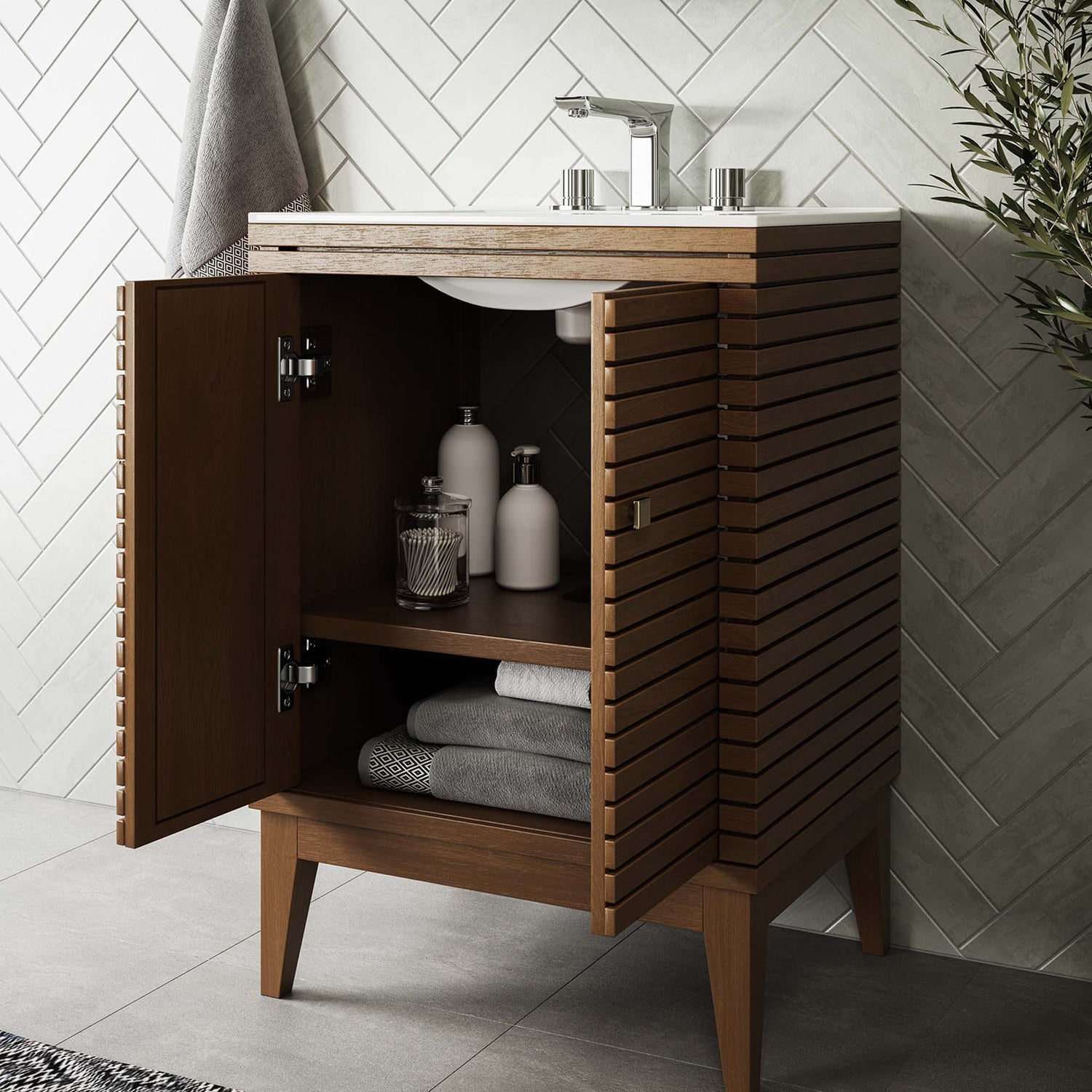 Ledger Bathroom Cabinet Basin Not Included by Modway