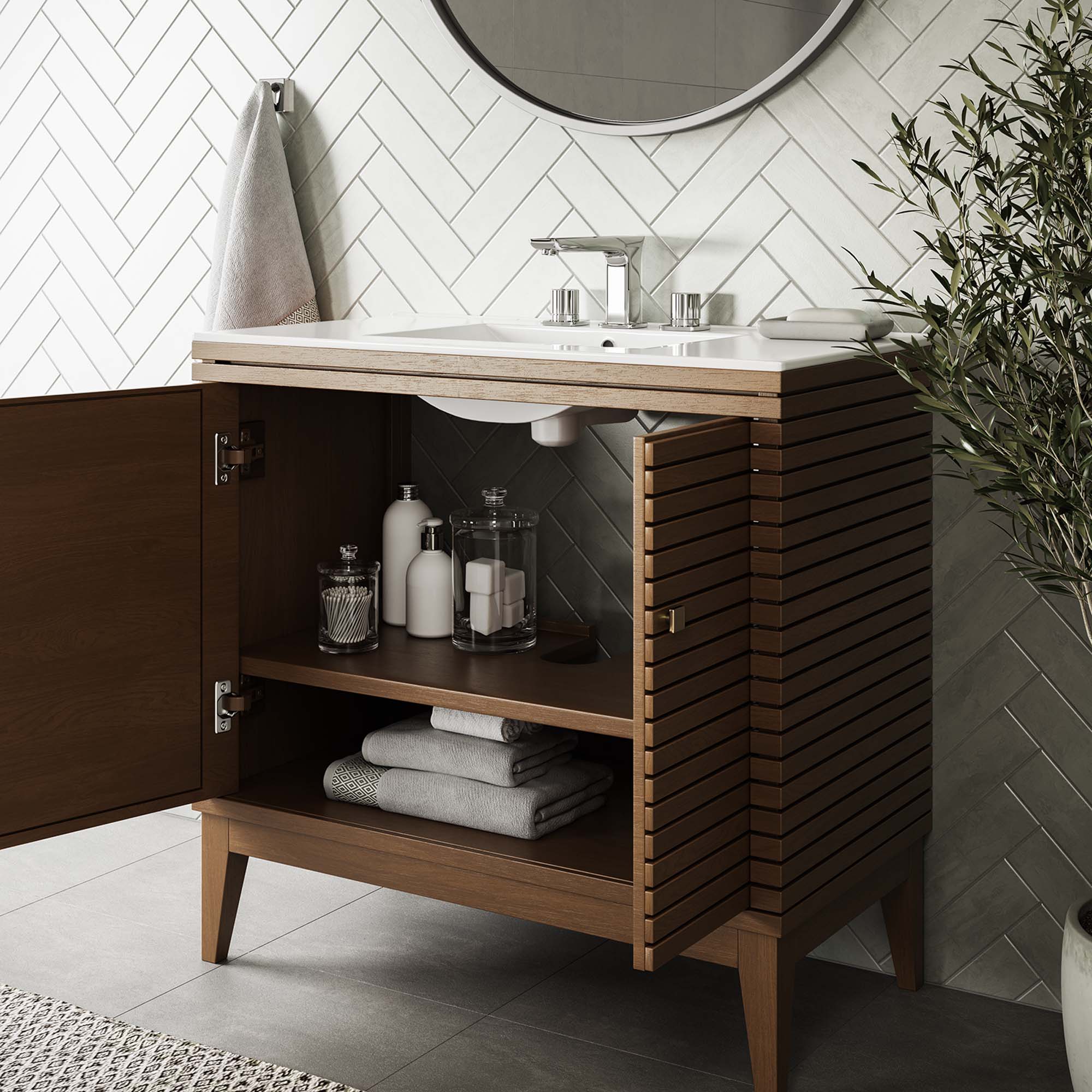 Ledger Bathroom Cabinet Basin Not Included by Modway