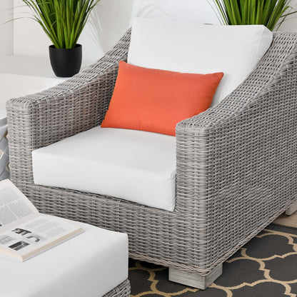 Conway 2-Piece Outdoor Patio Wicker Rattan Armchair and Ottoman Set by Modway
