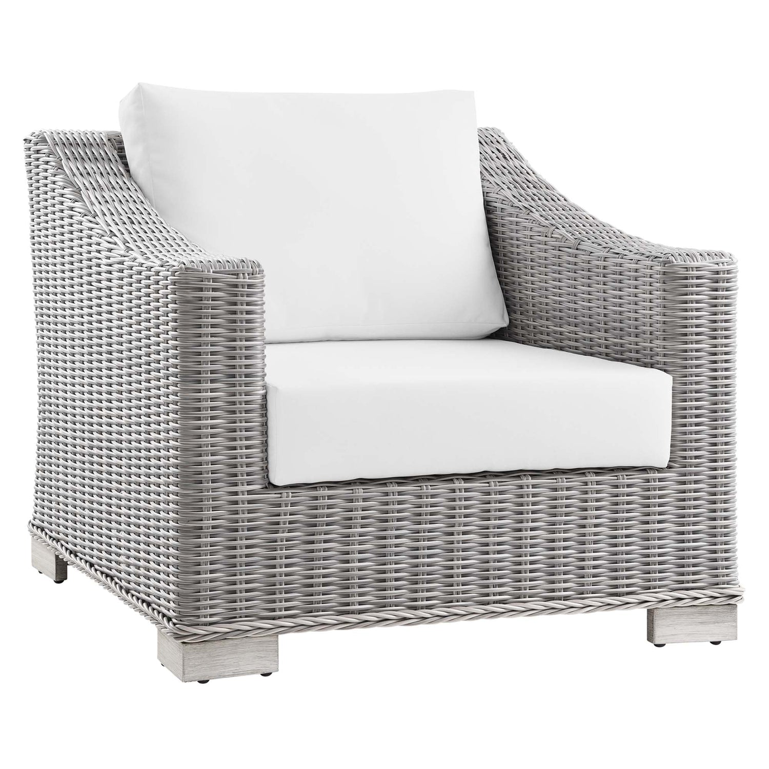 Conway 2-Piece Outdoor Patio Wicker Rattan Armchair and Ottoman Set by Modway